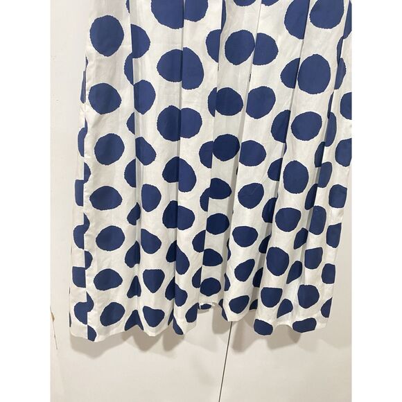 Talbots Dress Sz. 8 Polka Dot White Navy Button Pleat Fit Flare Sleeveless Belt - Picture 12 of 16